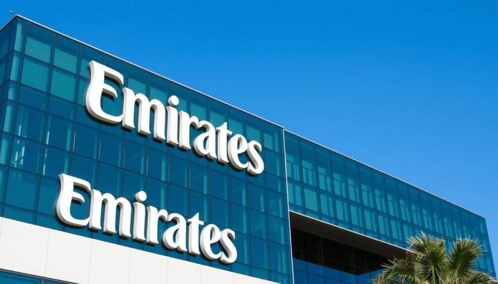 Emirates Group logo and headquarters representing UAE jobs with free visa and air ticket