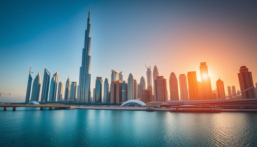 Dubai skyline with business district showcasing job opportunities for passport holders looking to apply for a job in UAE