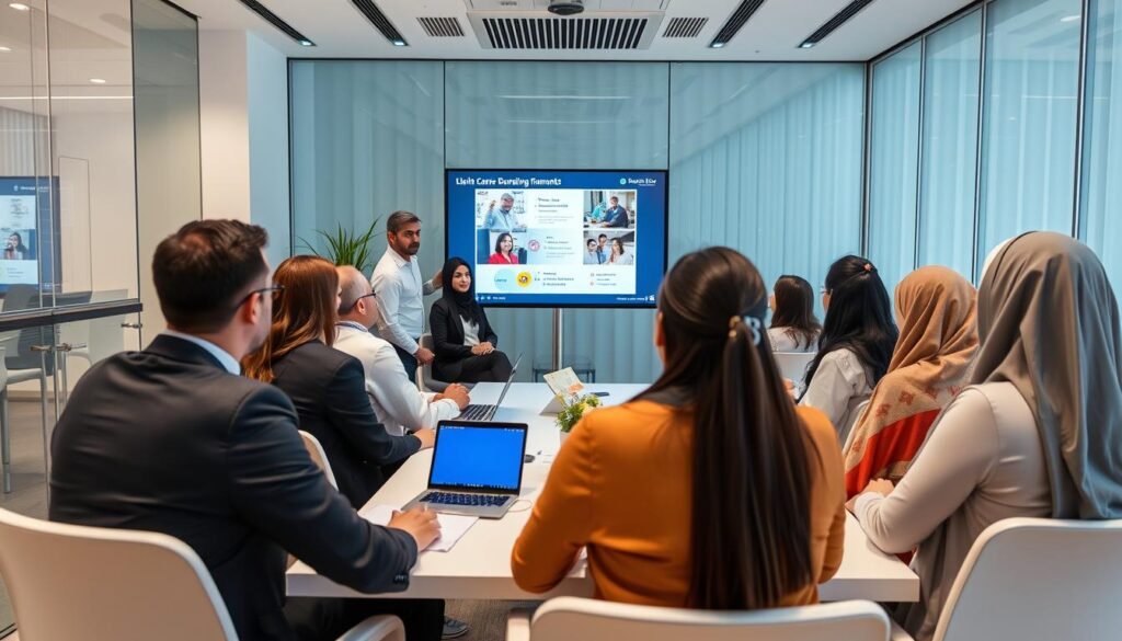 Professional development workshop in UAE office with skills training for jobs available in UAE
